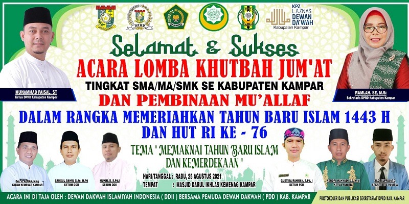 Lomba Khutbah Jum’at Yang Ditaja Oleh Dewan Dakwah Kampar, 7 Peserta Terbaik Akan Ditampilkan Besok Pagi